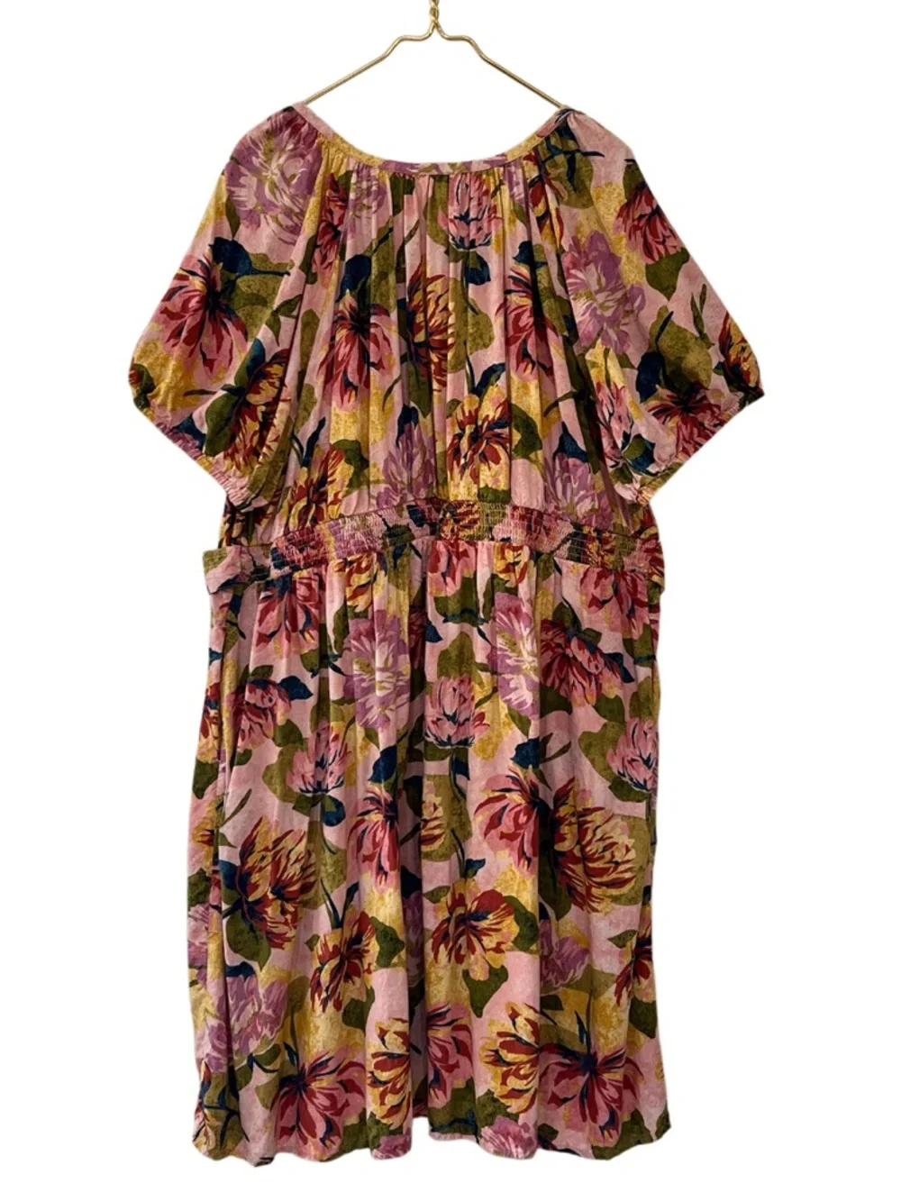 Terra & Sky Floral Puff Sleeve Midi Dress 3X Belted V Neck - Picture 5 of 11